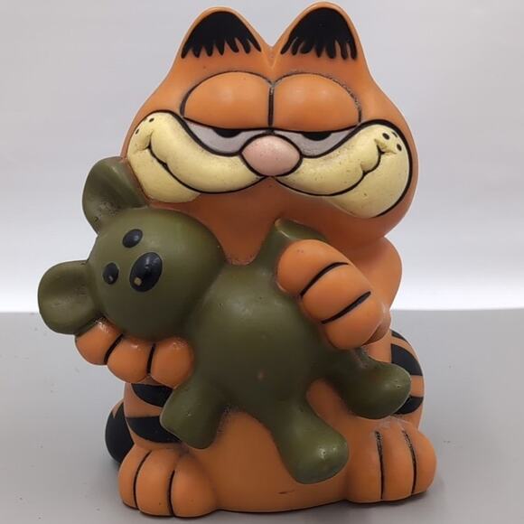 Vintage Garfield Piggy Bank 1981 80s Kats Meow 7” Retro Collectors Holding Pooky - Picture 1 of 3